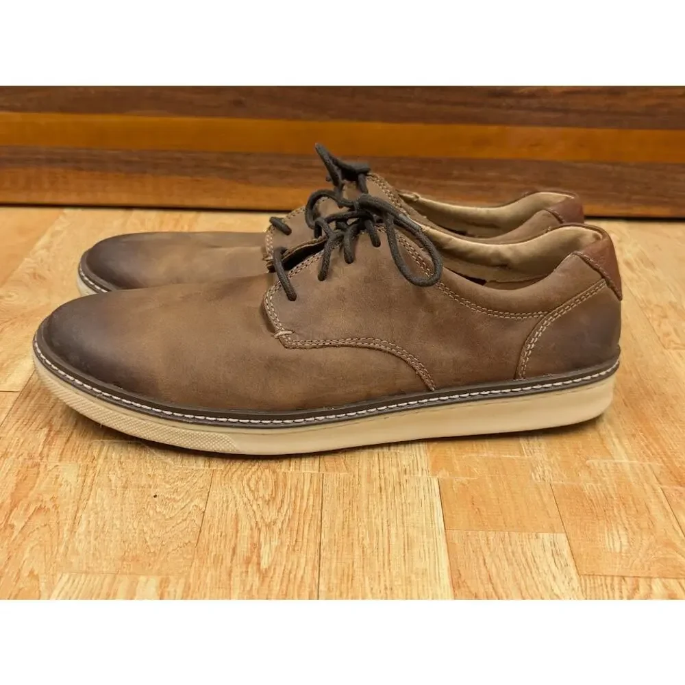 Johnston & Murphy Mens 9.5 Shoe Sheepskin Plain Toe Tan Oiled Full Grain Brown
